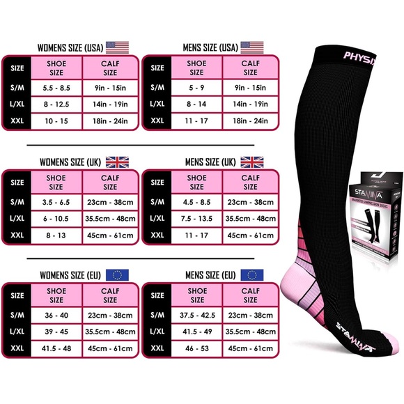 Physix Gear Sport Stamina Unisex Graduated Compression Socks XXL Anti-Fatigue 🧦 - Picture 4 of 13